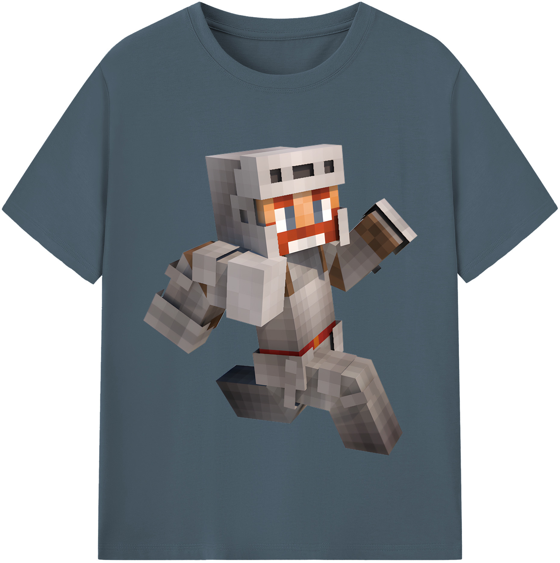 （画像用） マインクラフト ブロックの世界 Minecraft MC Block world 綿100％半袖Tシャツ（フロントプリント）